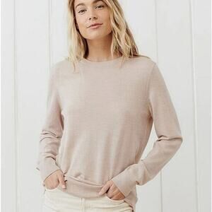 Jenni Kayne sweater Medium crew neck Merino wool heathered light‎ blush pink